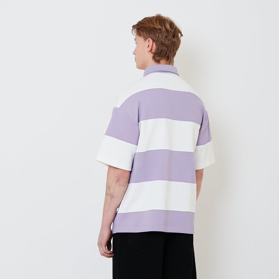 Men Oversized Colour Block Polo Tee - Purple - SM2501004A
