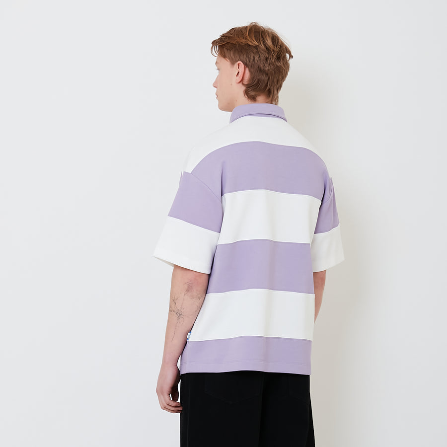 Men Oversized Colour Block Polo Tee - Purple - SM2501004A