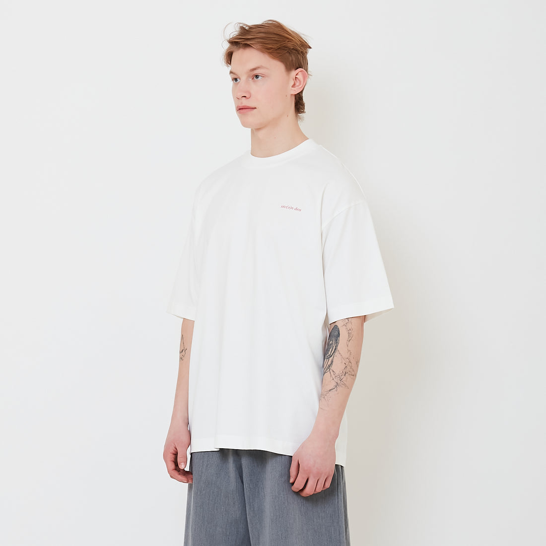 Men Printed Oversized Tee - Off White - SM2501008A