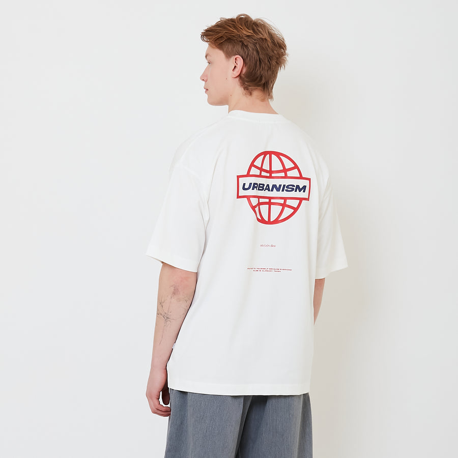 Men Printed Oversized Tee - Off White - SM2501008A