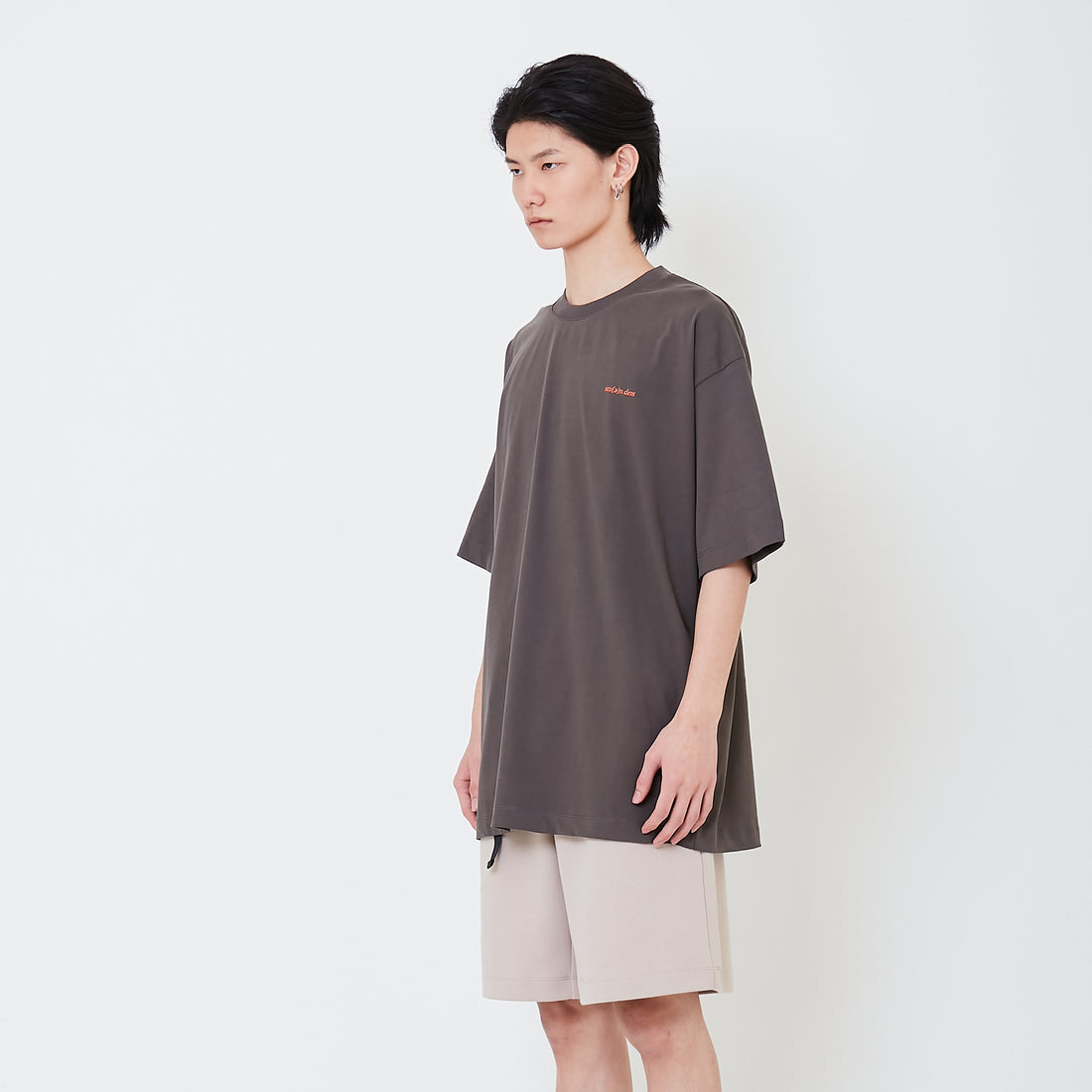 Men Printed Oversized Tee - Dark Brown - SM2501008C