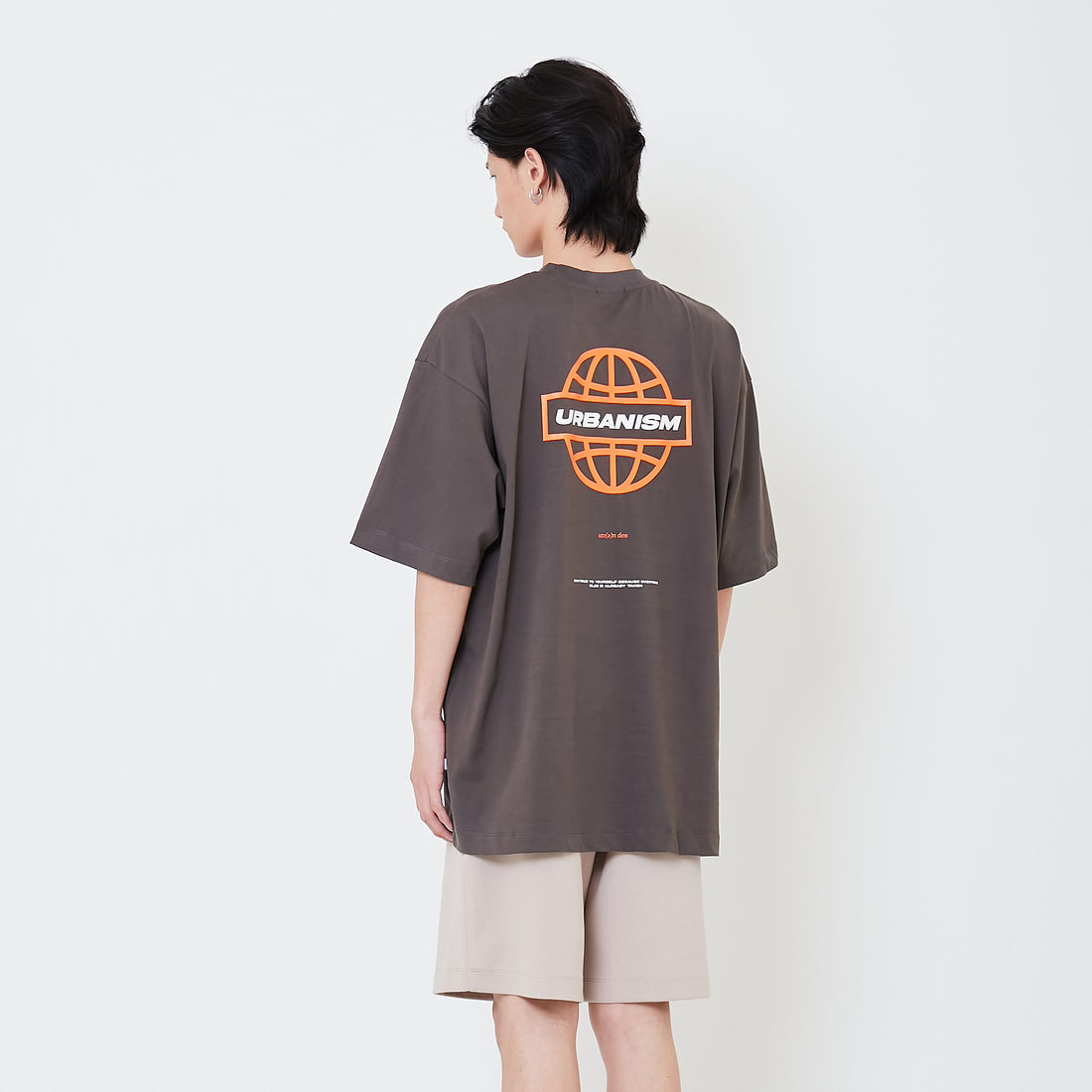 Men Printed Oversized Tee - Dark Brown - SM2501008C