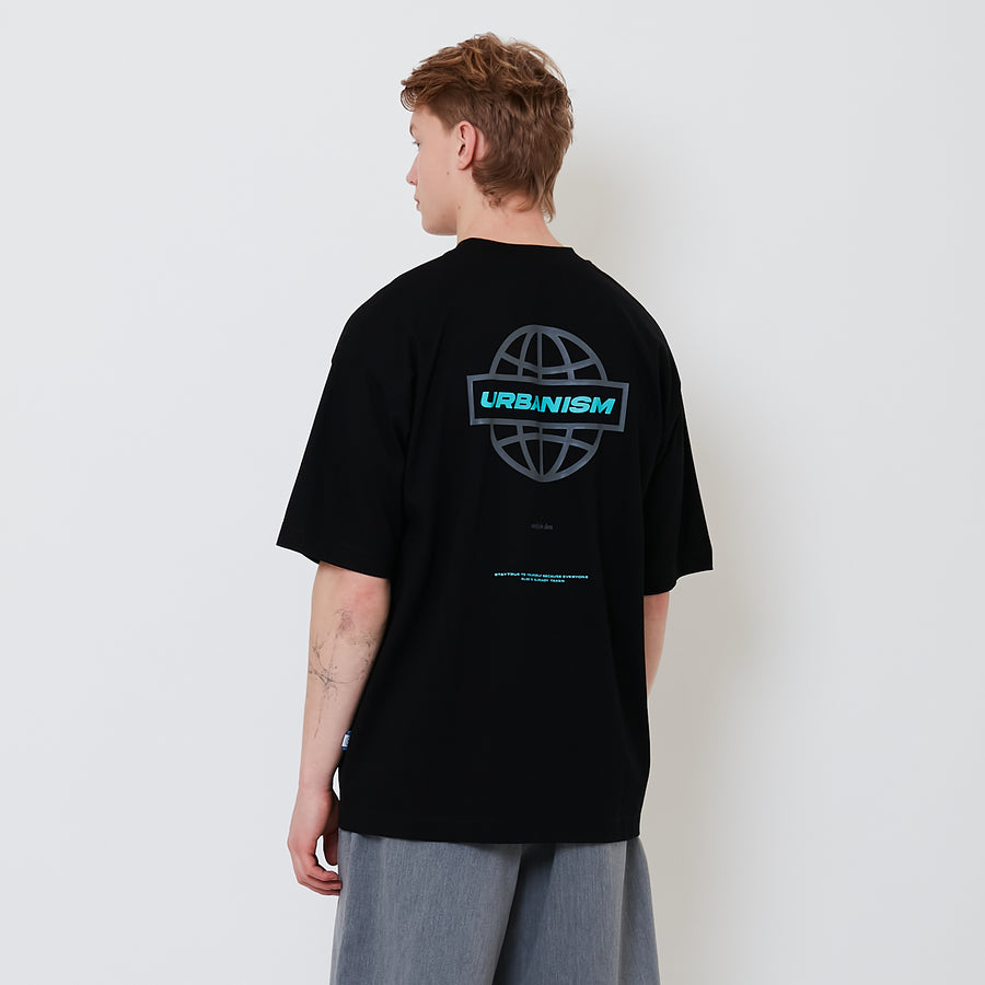 Men Printed Oversized Tee - Black - SM2501008D