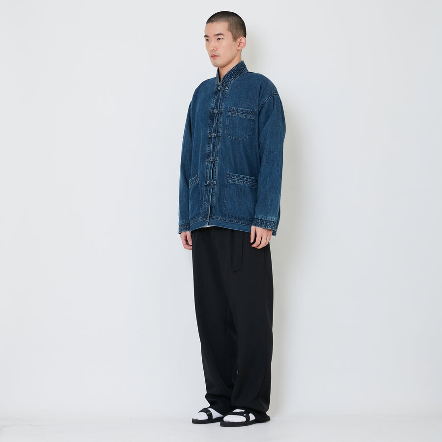 Men Oversized Denim Tang Suit Jacket - Blue - SM2501020A