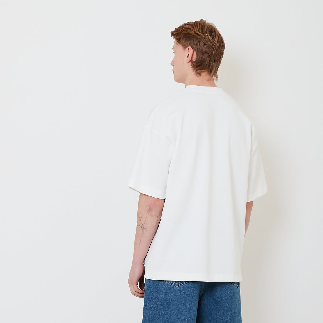 Men Oversized Contrast Tee - Off White - SM2502026A