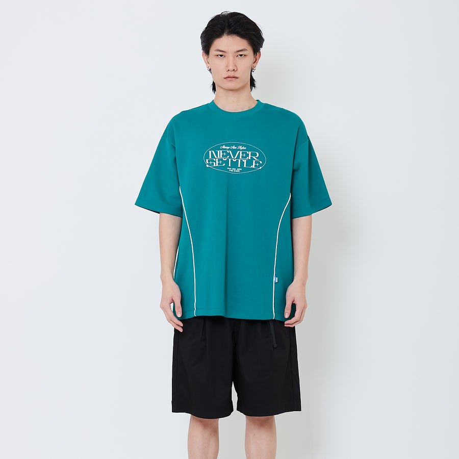 Men Oversized Contrast Tee - Dark Green - SM2502026B
