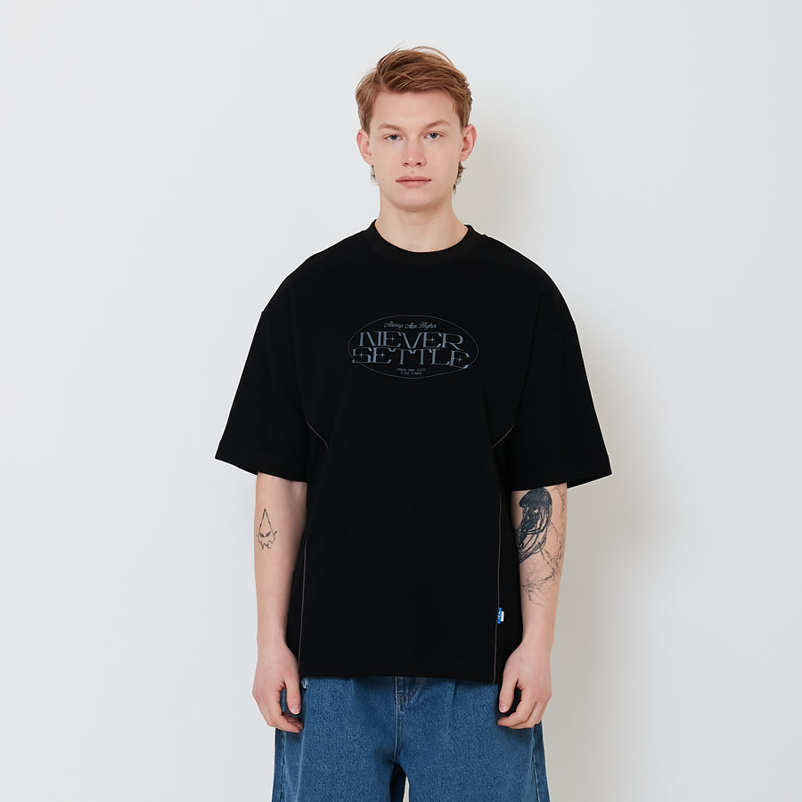 Men Oversized Contrast Tee - Black - SM2502026C
