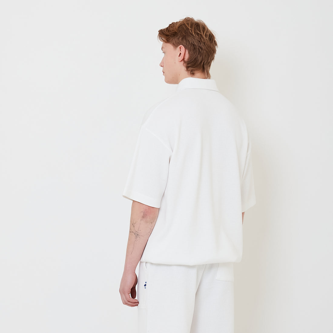 Men Oversized Polo Sweatshirt - Off White - SM2502027A