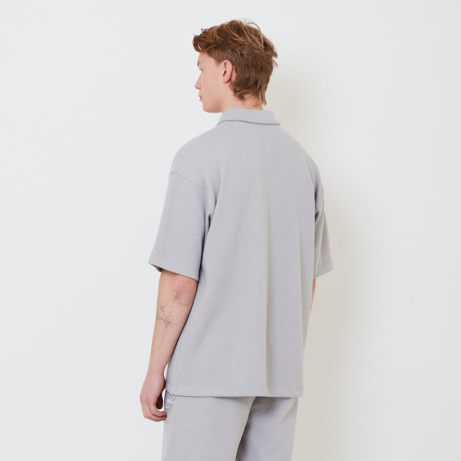 Men Oversized Polo Sweatshirt - Light Grey - SM2502027B