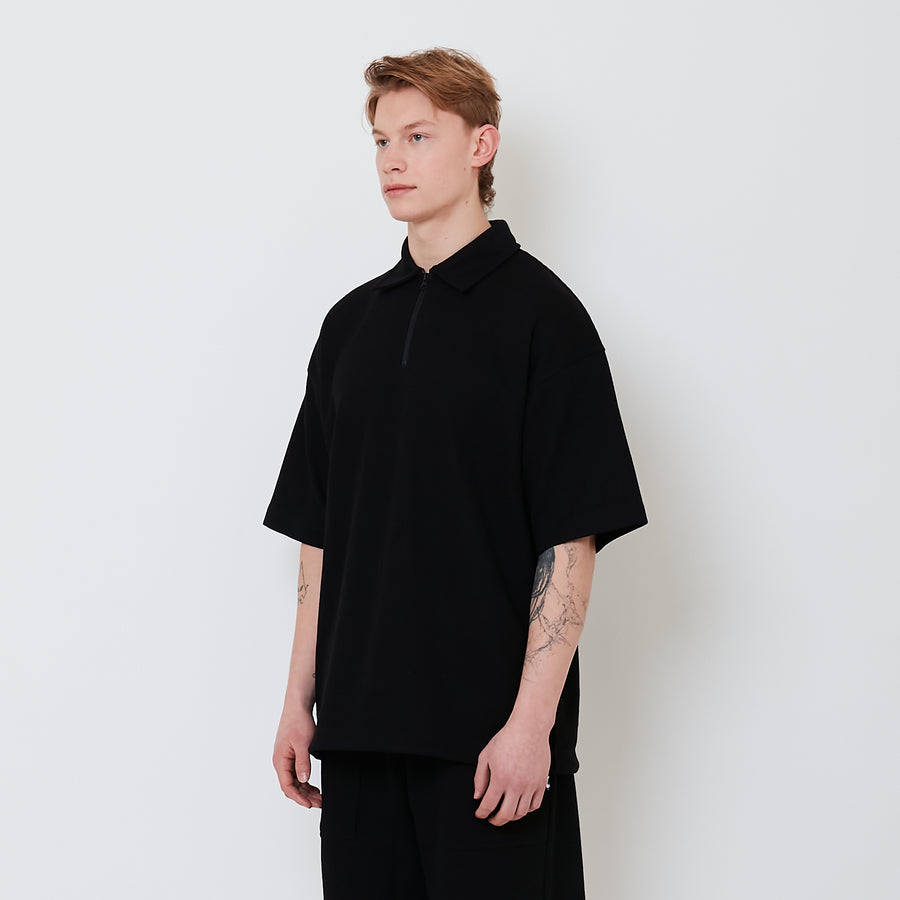 Men Oversized Polo Sweatshirt - Black - SM2502027C