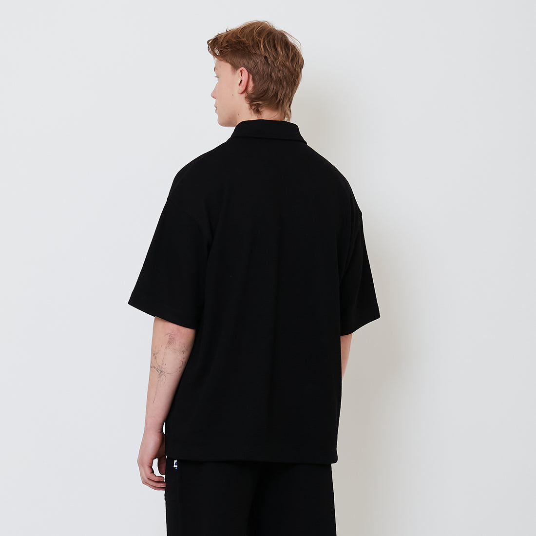 Men Oversized Polo Sweatshirt - Black - SM2502027C