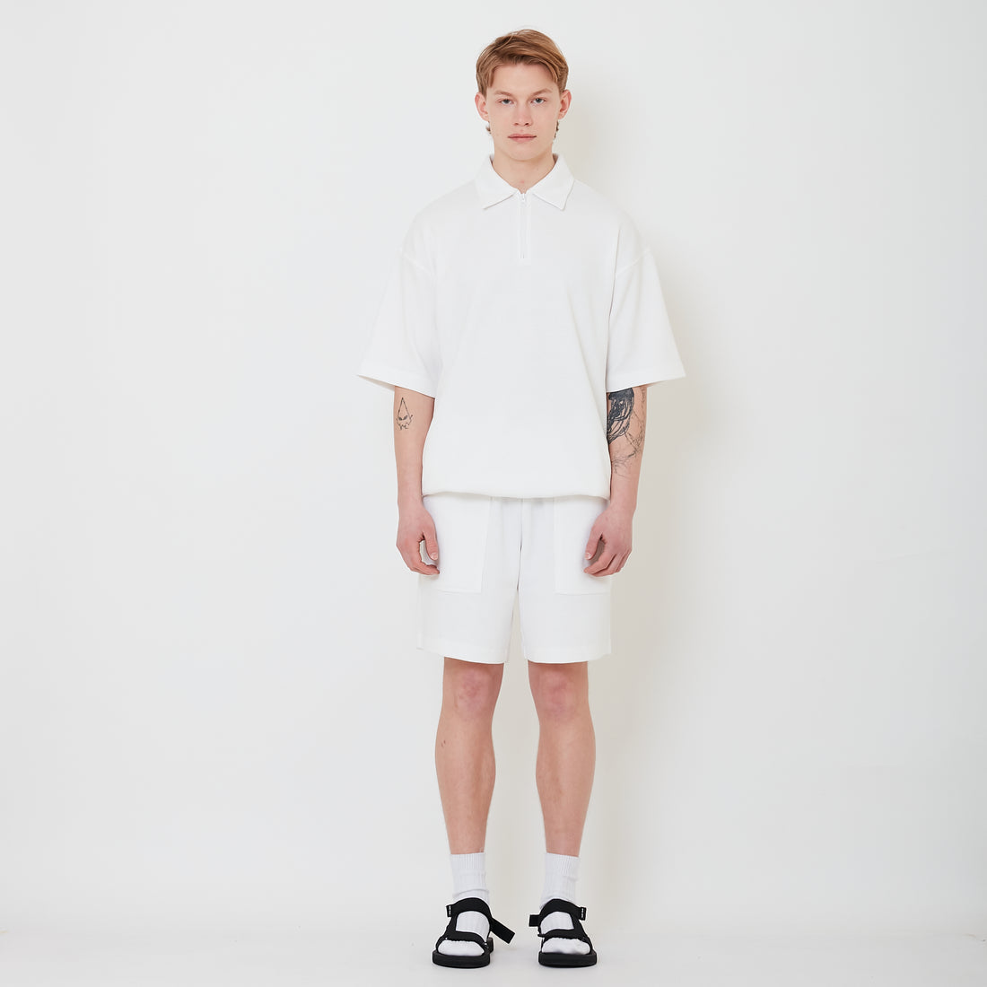 Men Waffle Knit Shorts - Off White - SM2502028A
