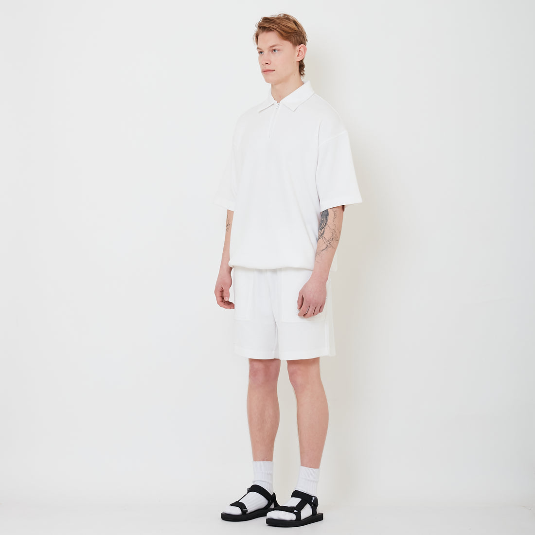 Men Waffle Knit Shorts - Off White - SM2502028A