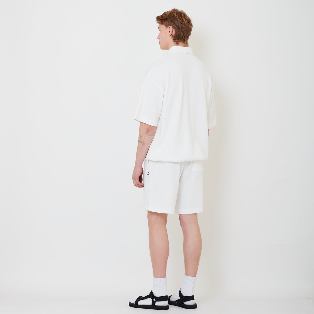 Men Waffle Knit Shorts - Off White - SM2502028A