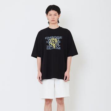 Men Printed Oversized Tee - Black - SM2502029B