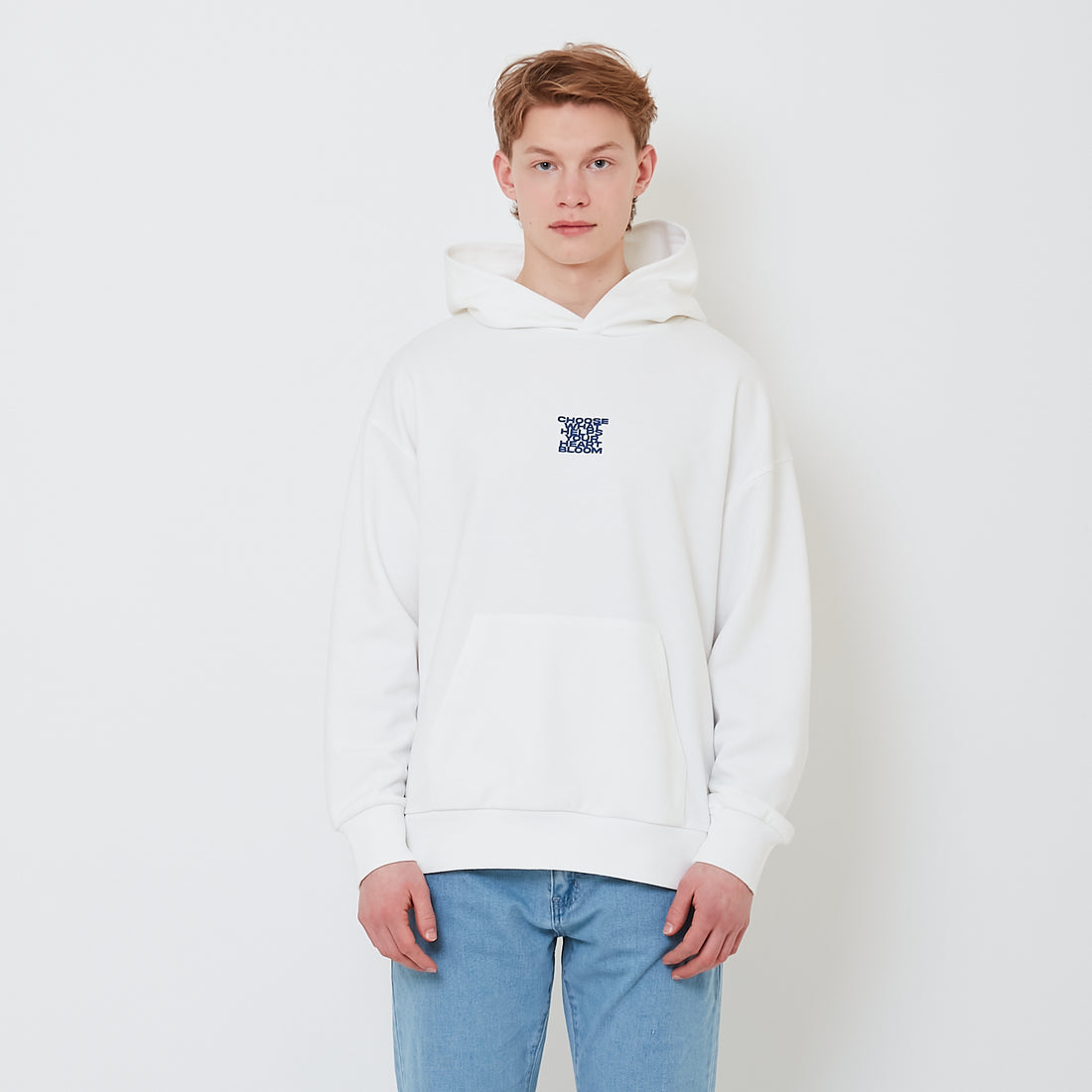 Men Embroidery Oversized Hoodie - Off White - SM2502032A