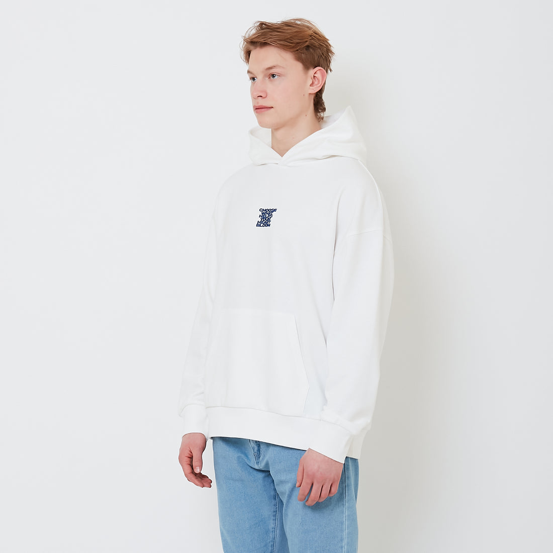 Men Embroidery Oversized Hoodie - Off White - SM2502032A
