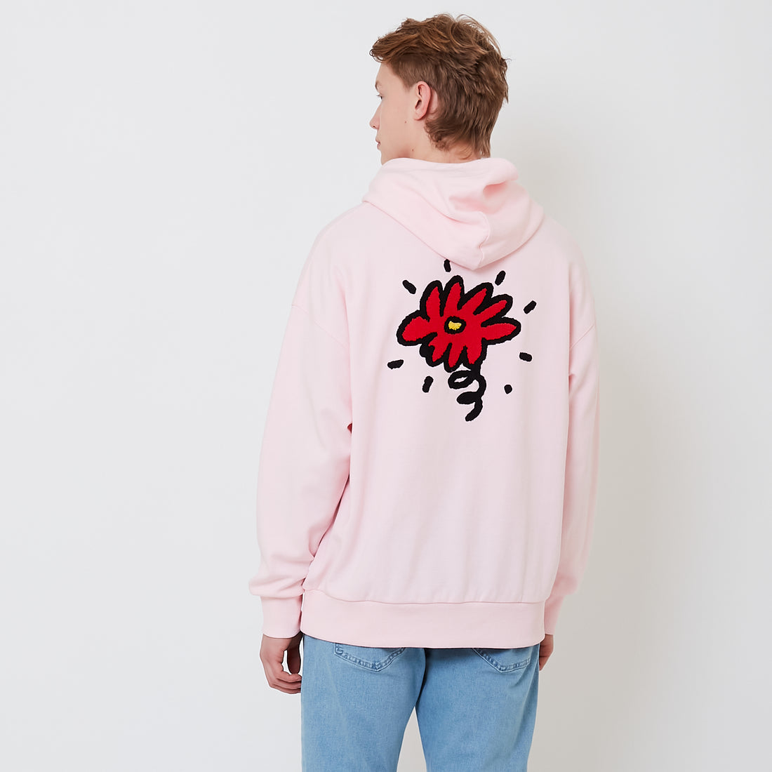 Men Embroidery Oversized Hoodie - Pink - SM2502032B