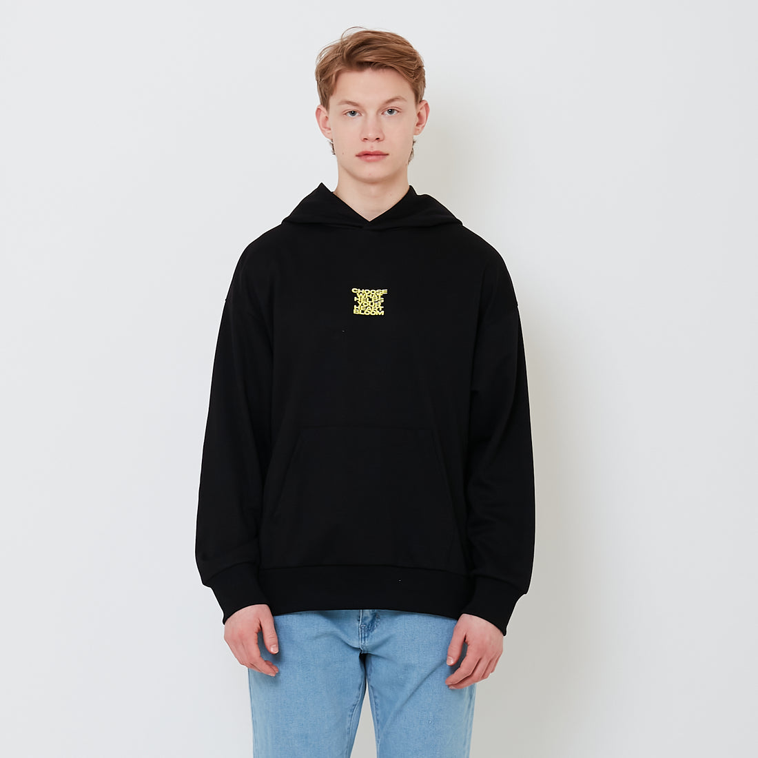 Men Embroidery Oversized Hoodie - Black - SM2502032C