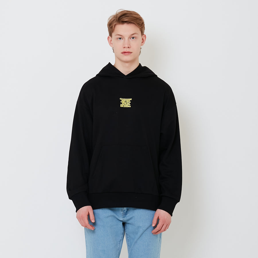 Men Embroidery Oversized Hoodie - Black - SM2502032C