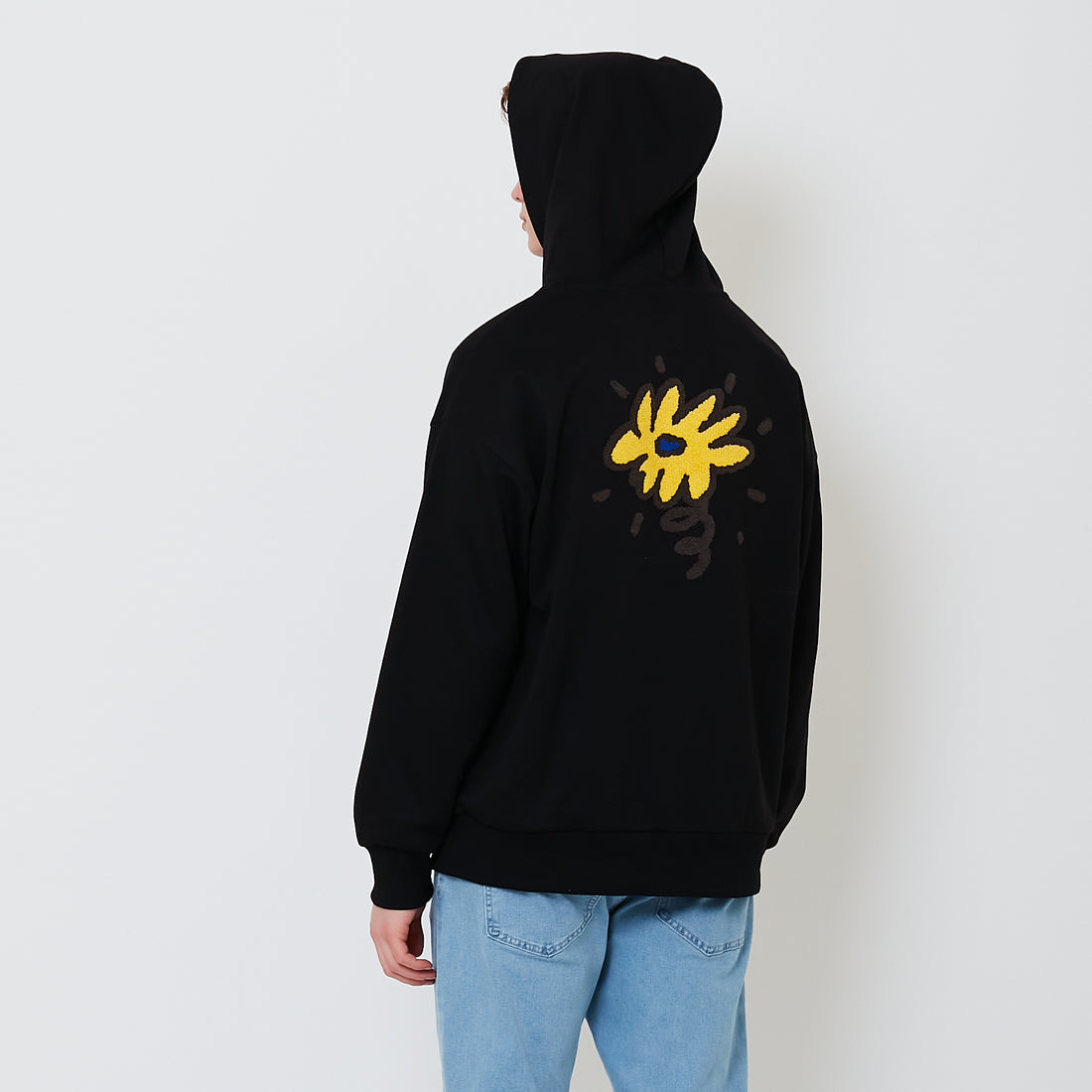 Men Embroidery Oversized Hoodie - Black - SM2502032C
