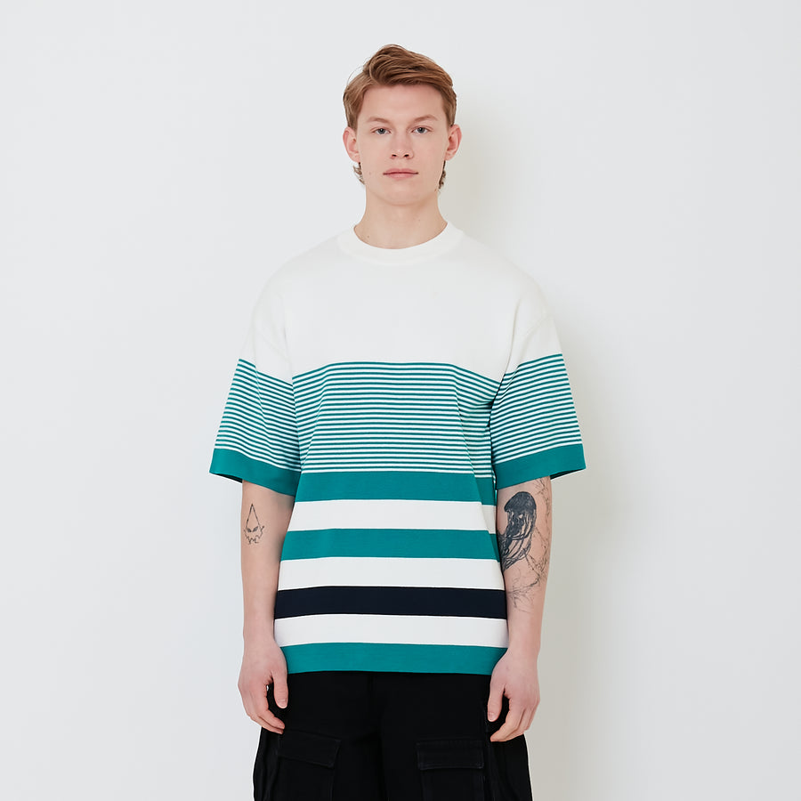 Men Oversized Stripe Sweater - Off White - SM2502035A