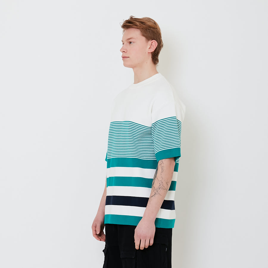 Men Oversized Stripe Sweater - Off White - SM2502035A
