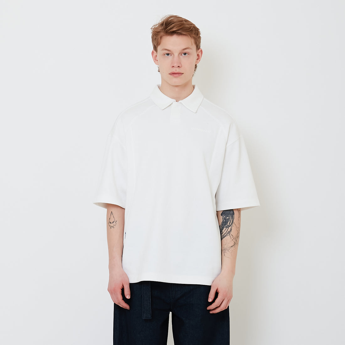 Men Oversized Polo Tee - Off White - SM2502036A