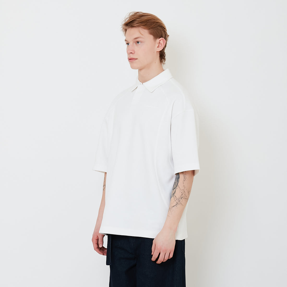 Men Oversized Polo Tee - Off White - SM2502036A