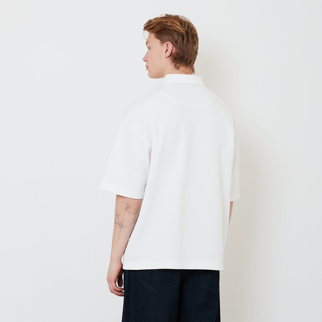 Men Oversized Polo Tee - Off White - SM2502036A