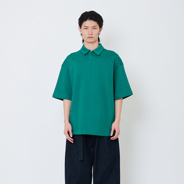 Men Oversized Polo Tee - Dark Green - SM2502036B