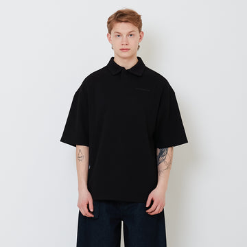 Men Oversized Polo Tee - Black - SM2502036C