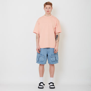 Men Denim Cargo Shorts - Light Blue - SM2502039A