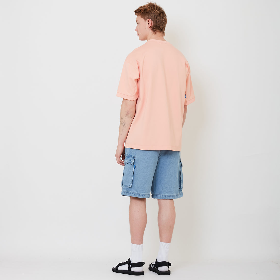 Men Denim Cargo Shorts - Light Blue - SM2502039A