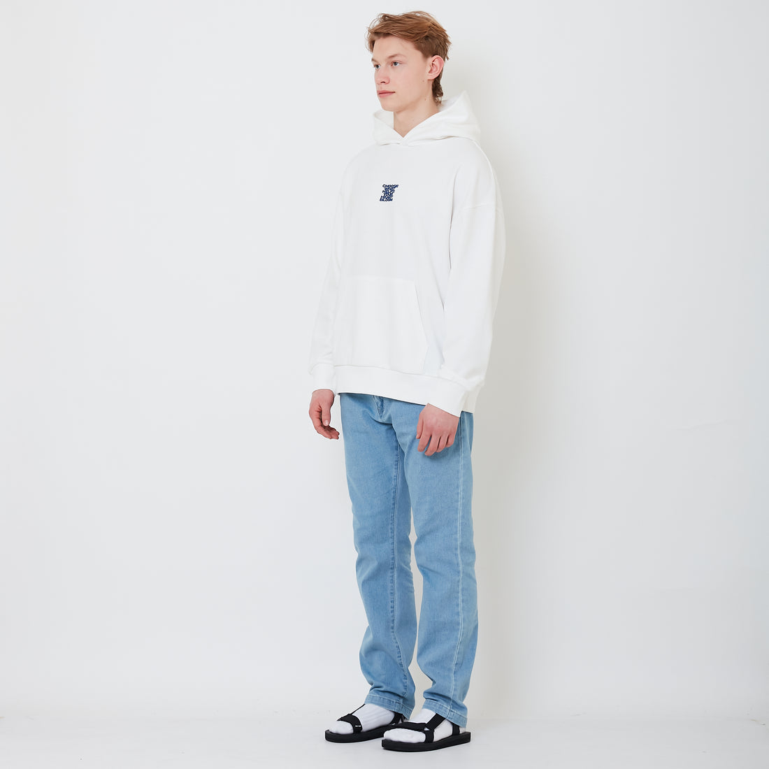 Men Slim Cut Long Jeans With Belt - Light Blue - SM2502040A