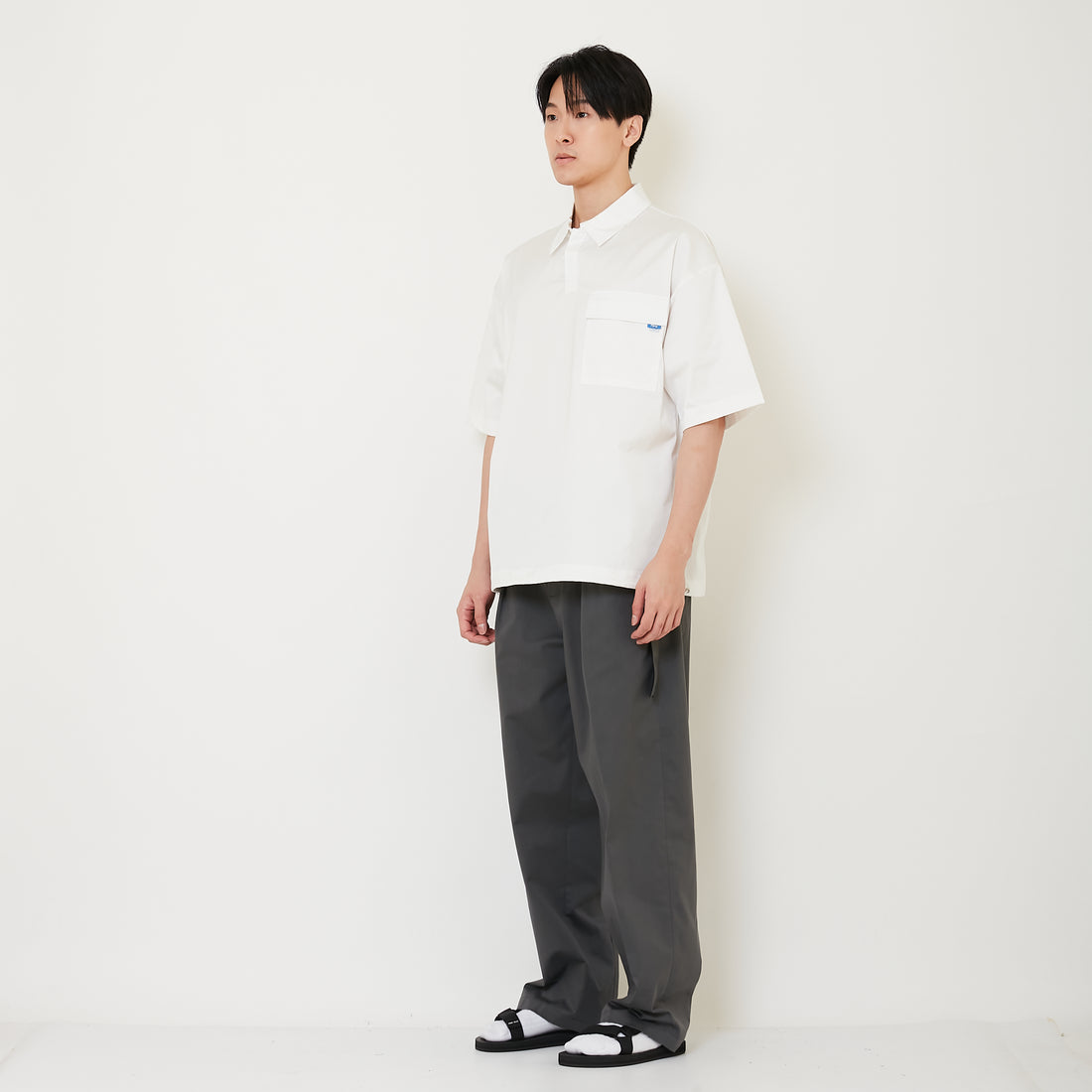 Men Barrel Leg Long Pants - Grey - SM2502042A