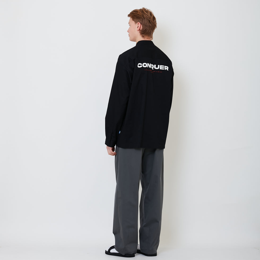 Men Barrel Leg Long Pants - Grey - SM2502042A
