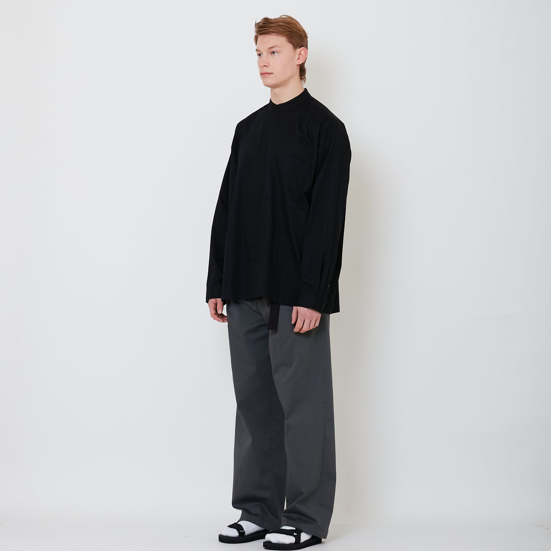 Men Barrel Leg Long Pants - Grey - SM2502042A