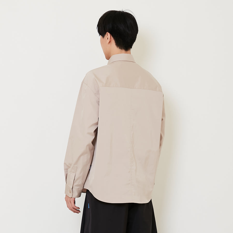 Men Oversized Shirt - Beige - SM2503050A