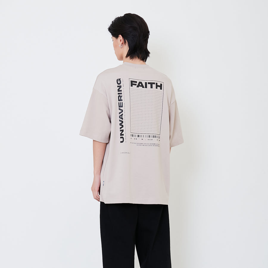 Men Printed Oversized Tee - Stone - SM2503052C