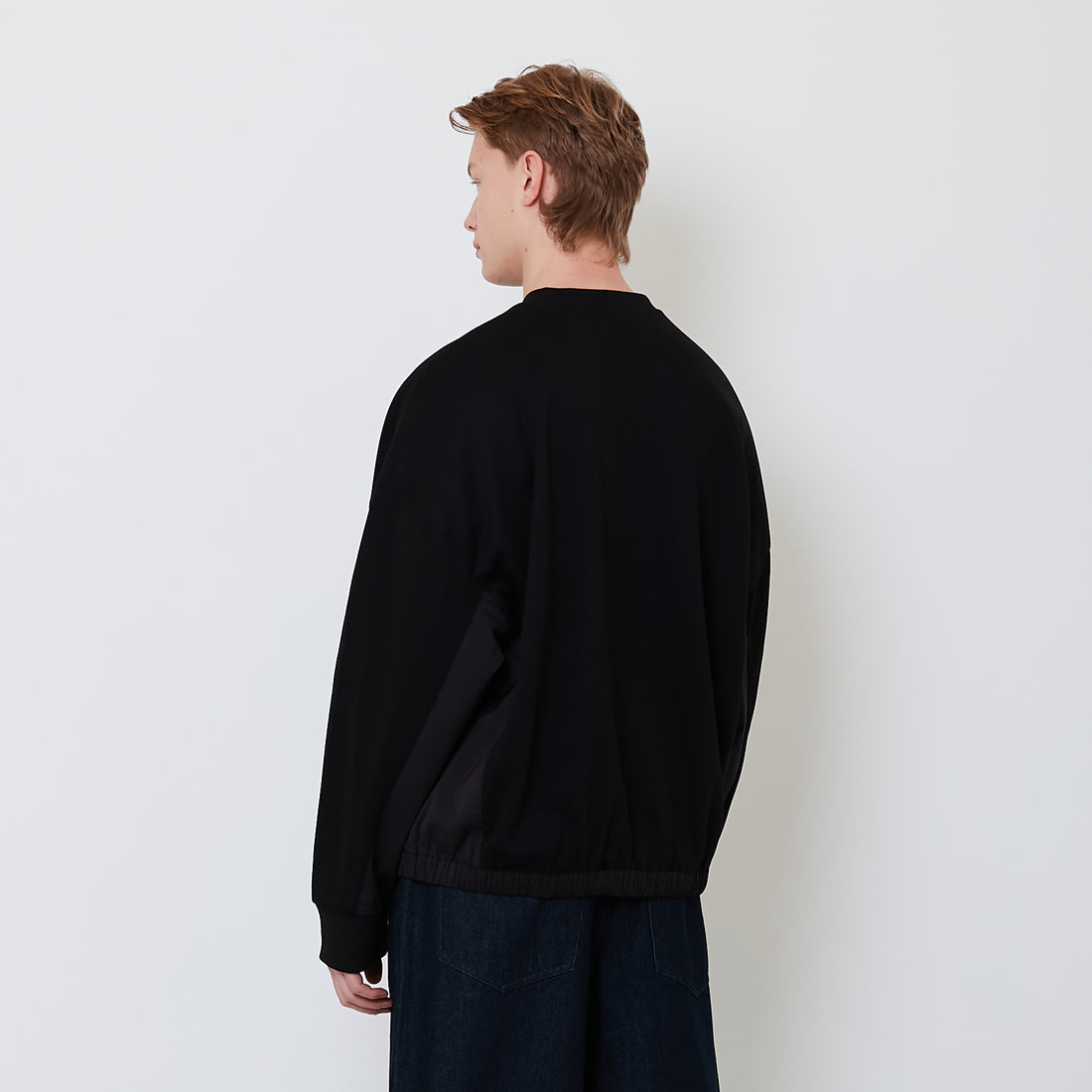 Men Hybrid Oversized Sweatshirt - Black - SM2503054B