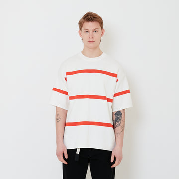 Men Oversized Stripe Sweater - Off White - SM2503059A