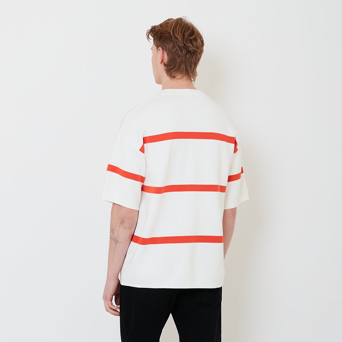 Men Oversized Stripe Sweater - Off White - SM2503059A
