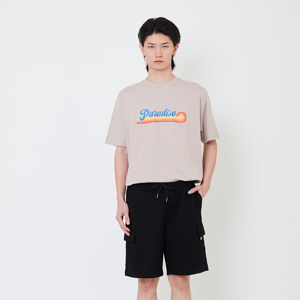 Men Cargo Sweat-Shorts - Black - SM2503061D