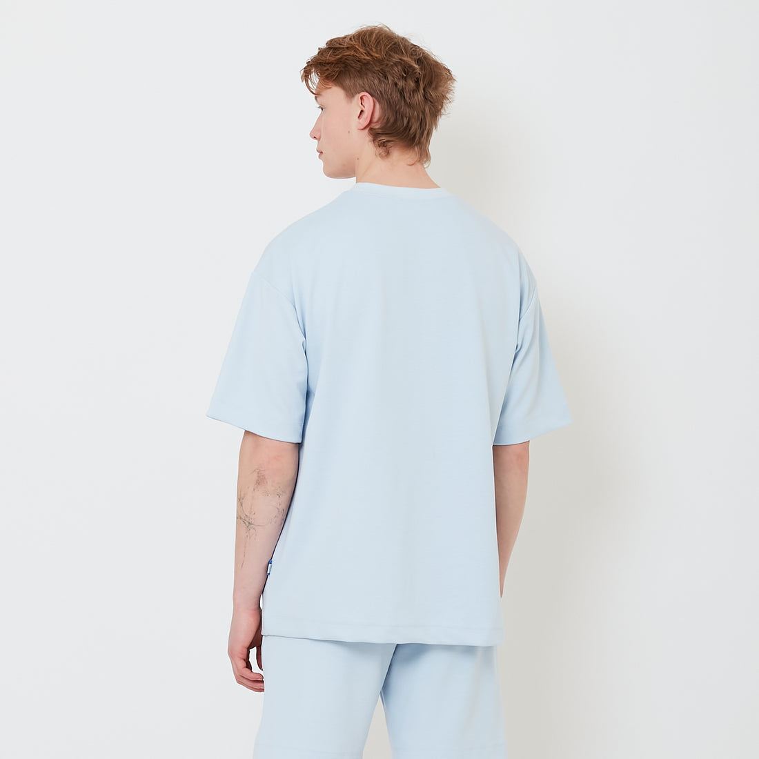 Men Oversized Pique Top - Light Blue - SM2503062B