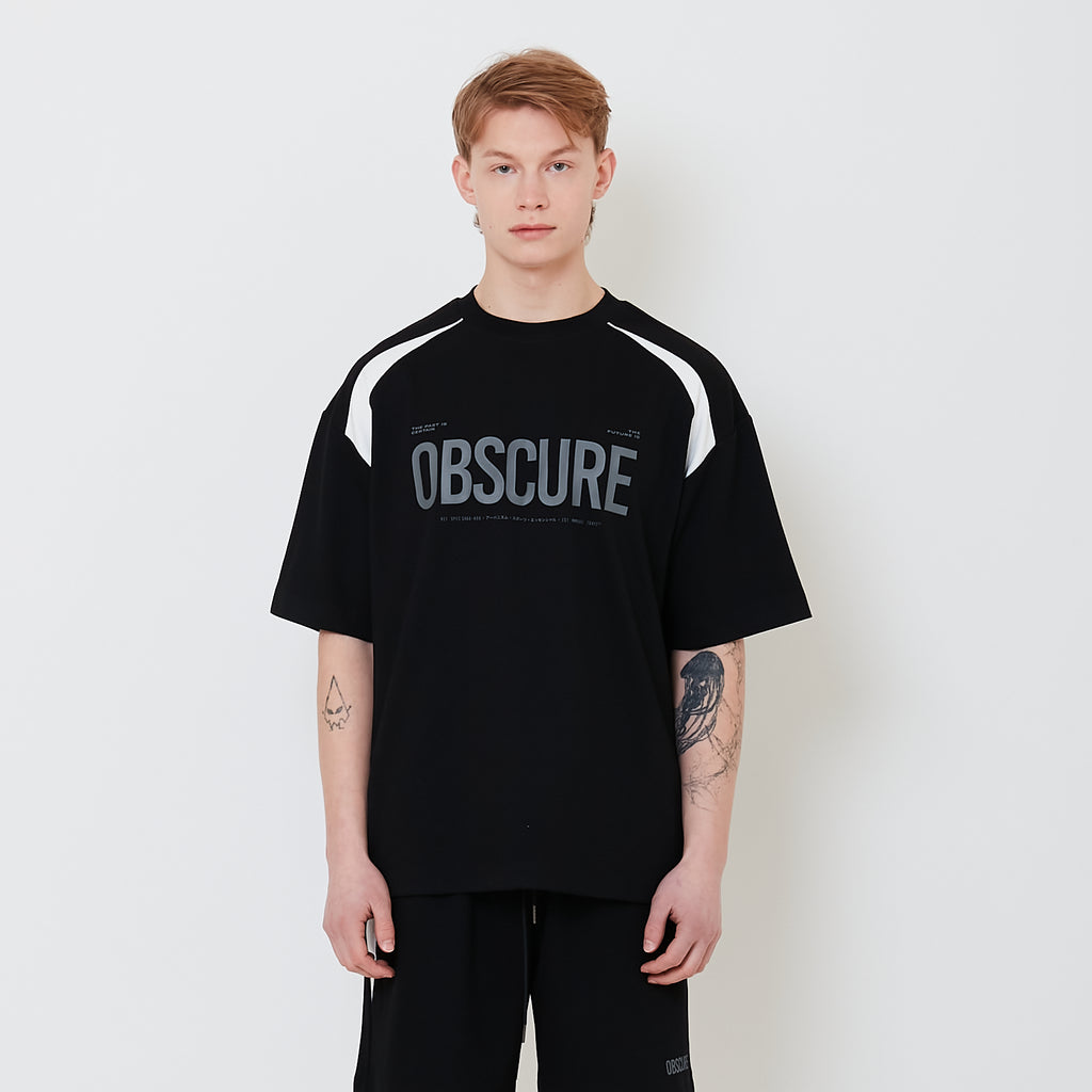 Men Oversized Pique Top - Black - SM2503062D