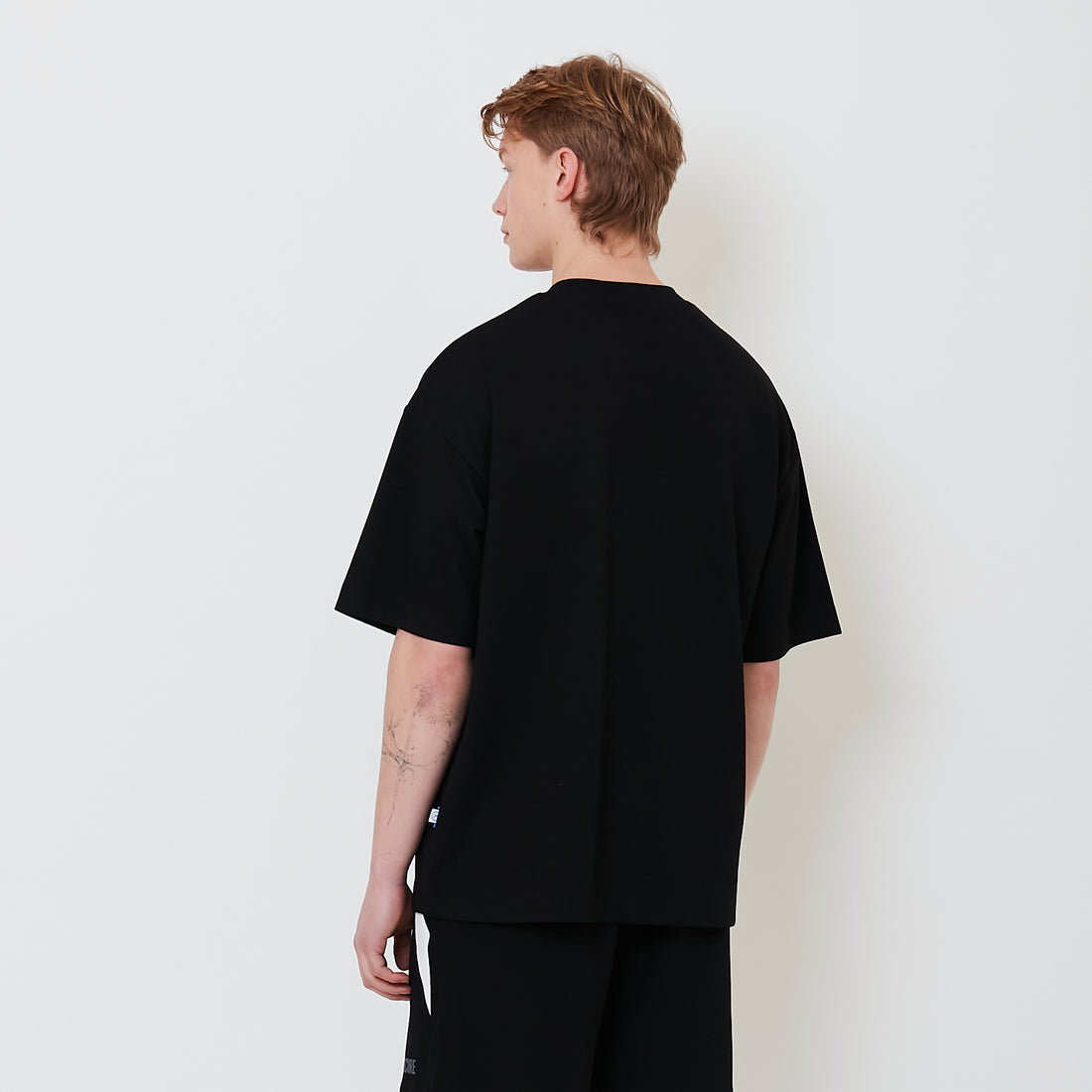 Men Oversized Pique Top - Black - SM2503062D