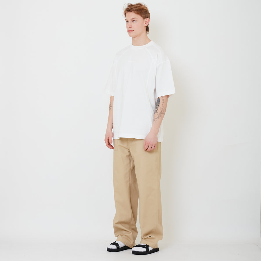 Men Wide Leg Long Pants - Khaki - SM2503064A