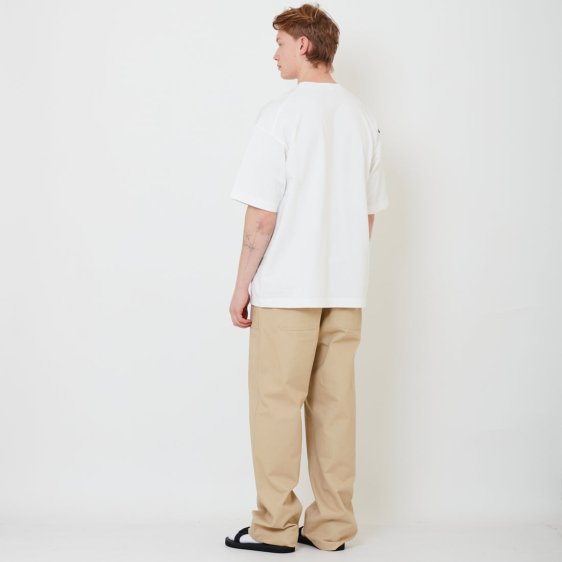 Men Wide Leg Long Pants - Khaki - SM2503064A