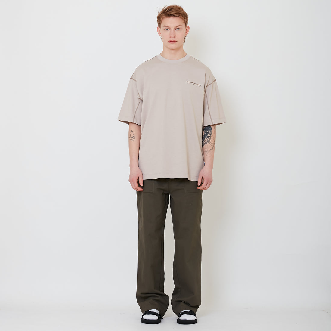 Men Wide Leg Long Pants - Army Green - SM2503064B